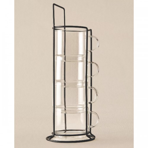 Standlı Borosilikat 4'lü Fincan Seti 