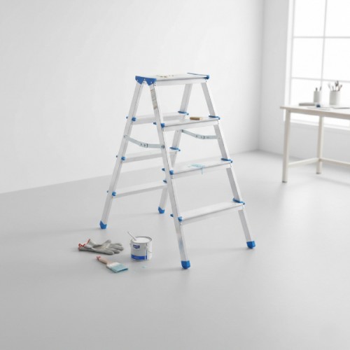 4+4 Çift Basamaklı Alüminyum Metal Merdiven