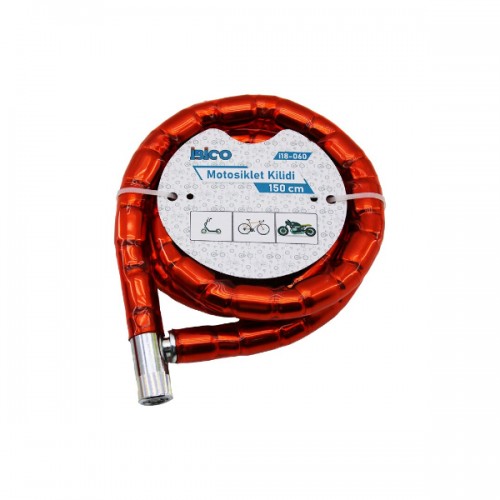 Kırmızı Motor Bisiklet Kilidi 22 mm x 200 cm  